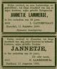 Overlijdensadvertentie Jannetje Lammerse (1893)