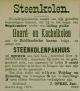 Advertentie voor steenkoolenverkoop aan het Zuidlandse Veer (J. Oprel) (1878)