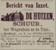 Notarisveiling huizen, schuur, erf van R. van Sintmaartensdijk (1879). Inzet 2800 gulden.