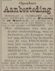 Aanbestedingsadvertentie waterleiding bij de Langen Weg (1880)