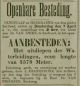 Aanbesteding Heemraad ter uitdieping waterleidingen ter lengte van 3,5 km beginnend bij de Heul Fs van Prooijen, Kerkweg (1881)