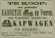 Verkoopadvertentie karretje op veren en tevens kapwagen, te koop bij K. van Trigt Jzn, wagenmaker (1881)