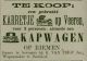 Verkoopadvertentie karretje op veren en tevens kapwagen, te koop bij K. van Trigt Jzn, wagenmaker (1881)