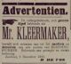 Advertentie kledingmaker B. de Vos (1882)
