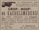 Advertentie dat H. Meermans de smederij van dhr Tieleman heeft over genomen (1883)