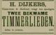 Vacature voor twee timmerlieden bij H. Dijkers (1889)