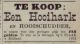 Advertentie verkoop hooihark en hooischudder voor 125 gulden bij Teunis Blaak (1890)