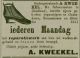 Advertentie schoenmaker A. Kweekel (1893)