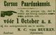 Advertentie cursus paardenkennis bij vee-arts Van Buuren (1893)