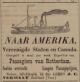 Advertentie J.C. Vermaat, agent voor scheepsovertochten naar Amerika (1894)