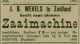Advertentie zaaimachine van J.B. Wevels (1895)
