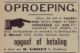 Advertentie oproep crediteuren en debiteuren van Johannes van Essen (1896)