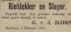 Advertentie Rietdekker en slager G. van den Zijden (1897)