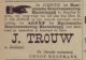 J. Trouw is agent voor brandverzekeringsmaatschappij (1898)